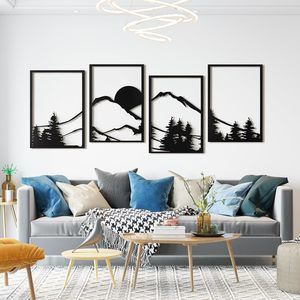 Black Metal Wall Art, 4 Pieces Wall Decor For Living Room Bedroom Hallway🌹